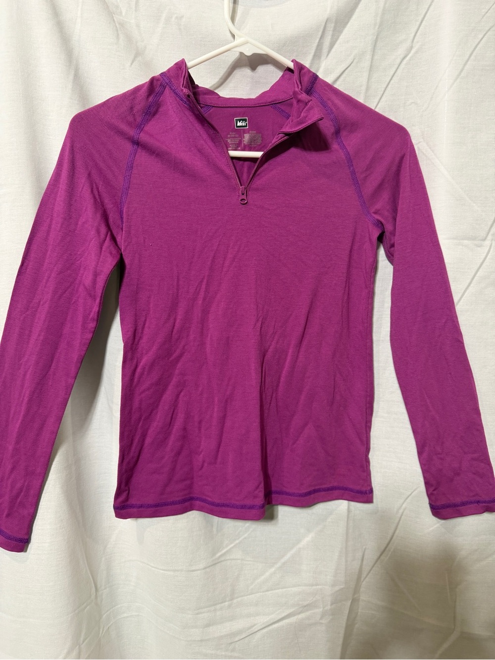 REI Kids Long-Sleeve Quarter-Zip Base Layer Top - Magenta Purple